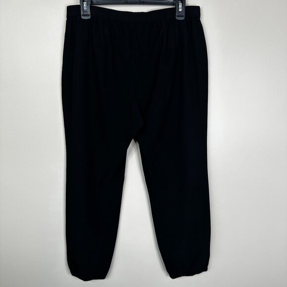 EILEEN FISHER Pants Size Small P Crepe Pull On Elastic Waist Black Pockets - Picture 2 of 9